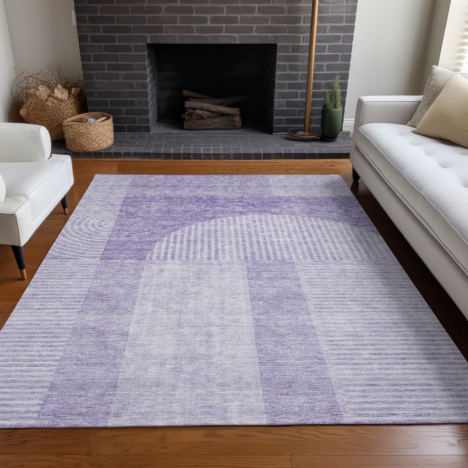 8' X 10' Lavender And Purple Geometric Washable Indoor Outdoor Area Rug-7
