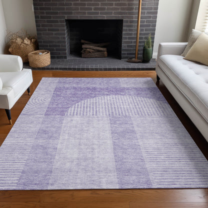 8' X 10' Lavender And Purple Geometric Washable Indoor Outdoor Area Rug-7