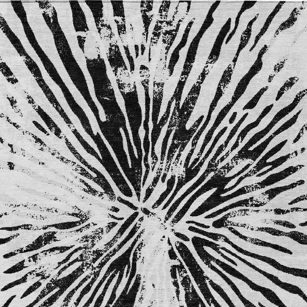 9' X 12' Ivory Black And Gray Abstract Washable Indoor Outdoor Area Rug-6