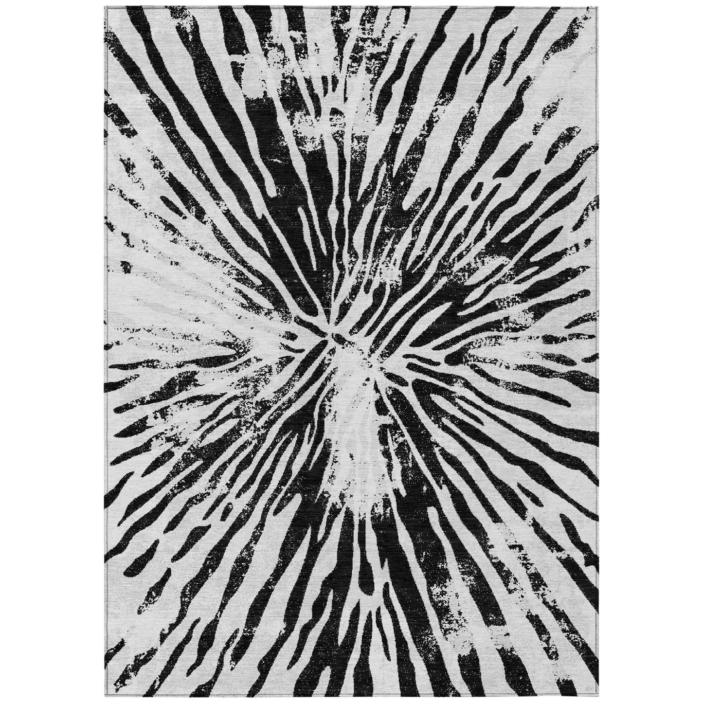 9' X 12' Ivory Black And Gray Abstract Washable Indoor Outdoor Area Rug-1