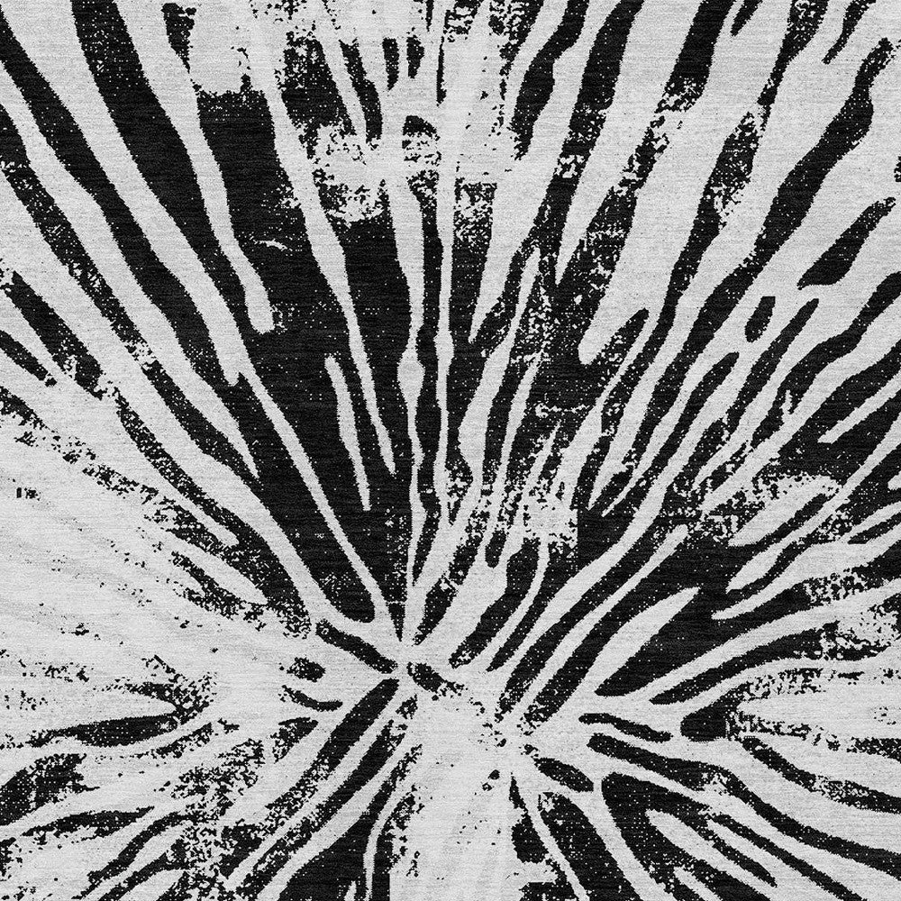 9' X 12' Ivory Black And Gray Abstract Washable Indoor Outdoor Area Rug-5