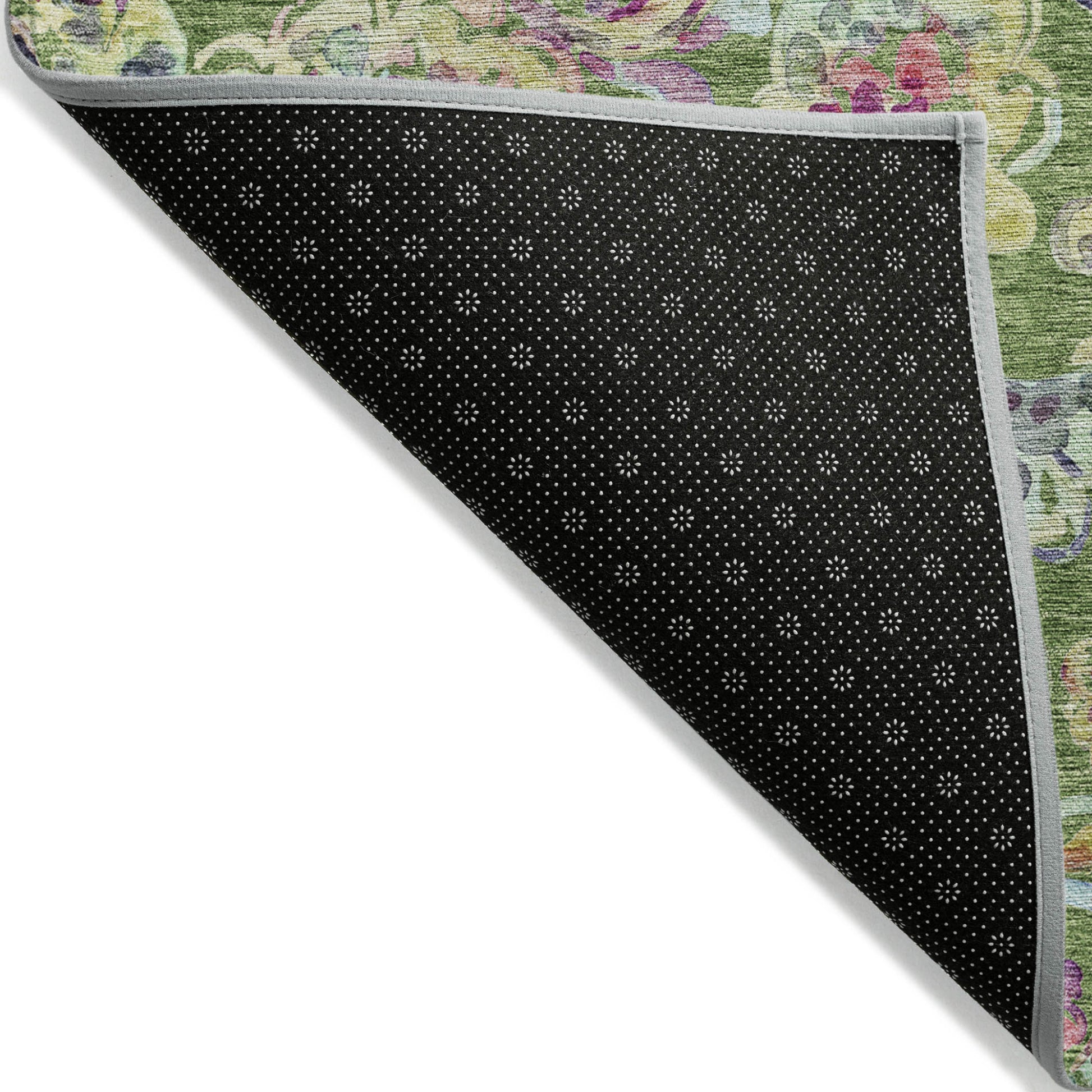 10' X 14' Fern Green And Artichoke Green Paisley Washable Indoor Outdoor Area Rug-3