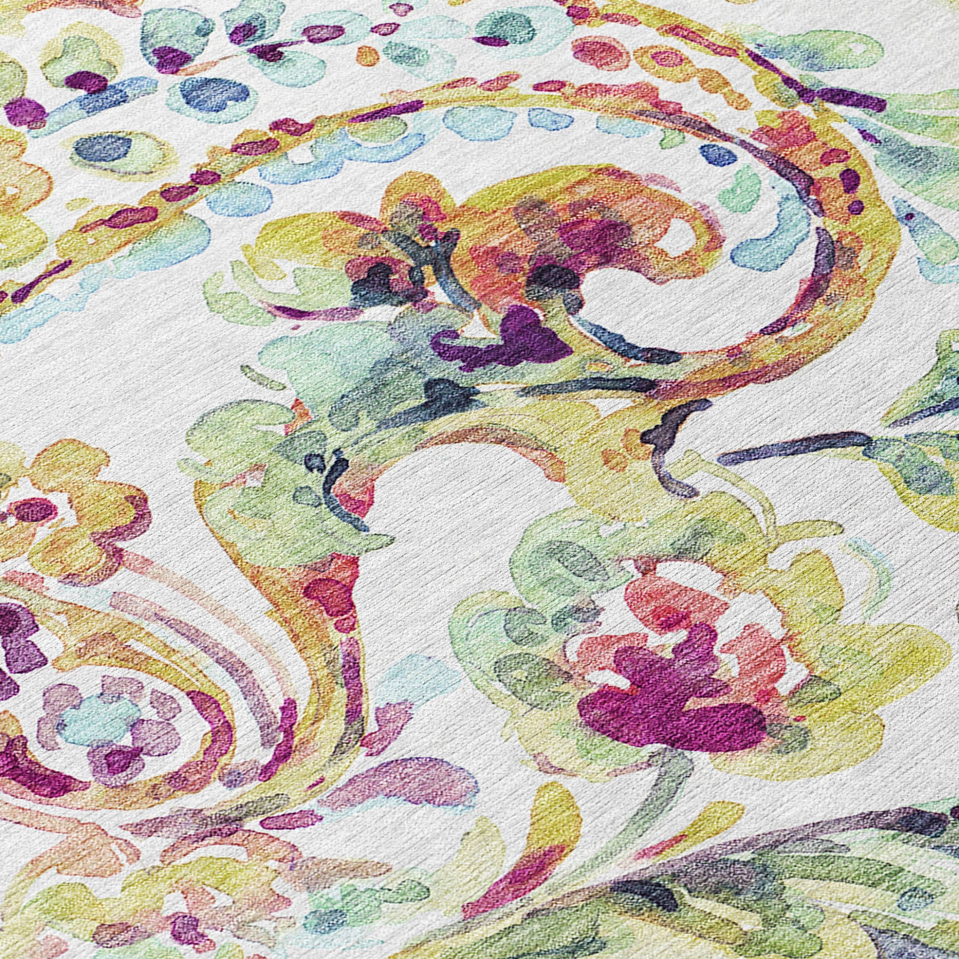 9' X 12' Ivory Fern Green And Artichoke Green Paisley Washable Indoor Outdoor Area Rug-6