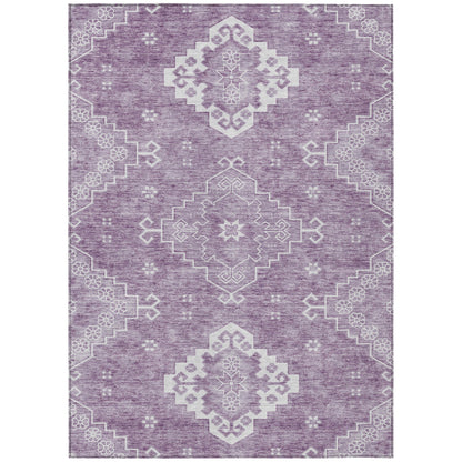 3' X 5' Lavender Plum And Ivory Medallion Washable Indoor Outdoor Area Rug-0
