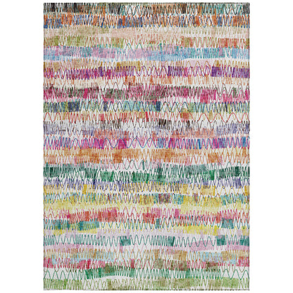 3' X 5' Green Ivory And Purple Striped Washable Indoor Outdoor Area Rug-6