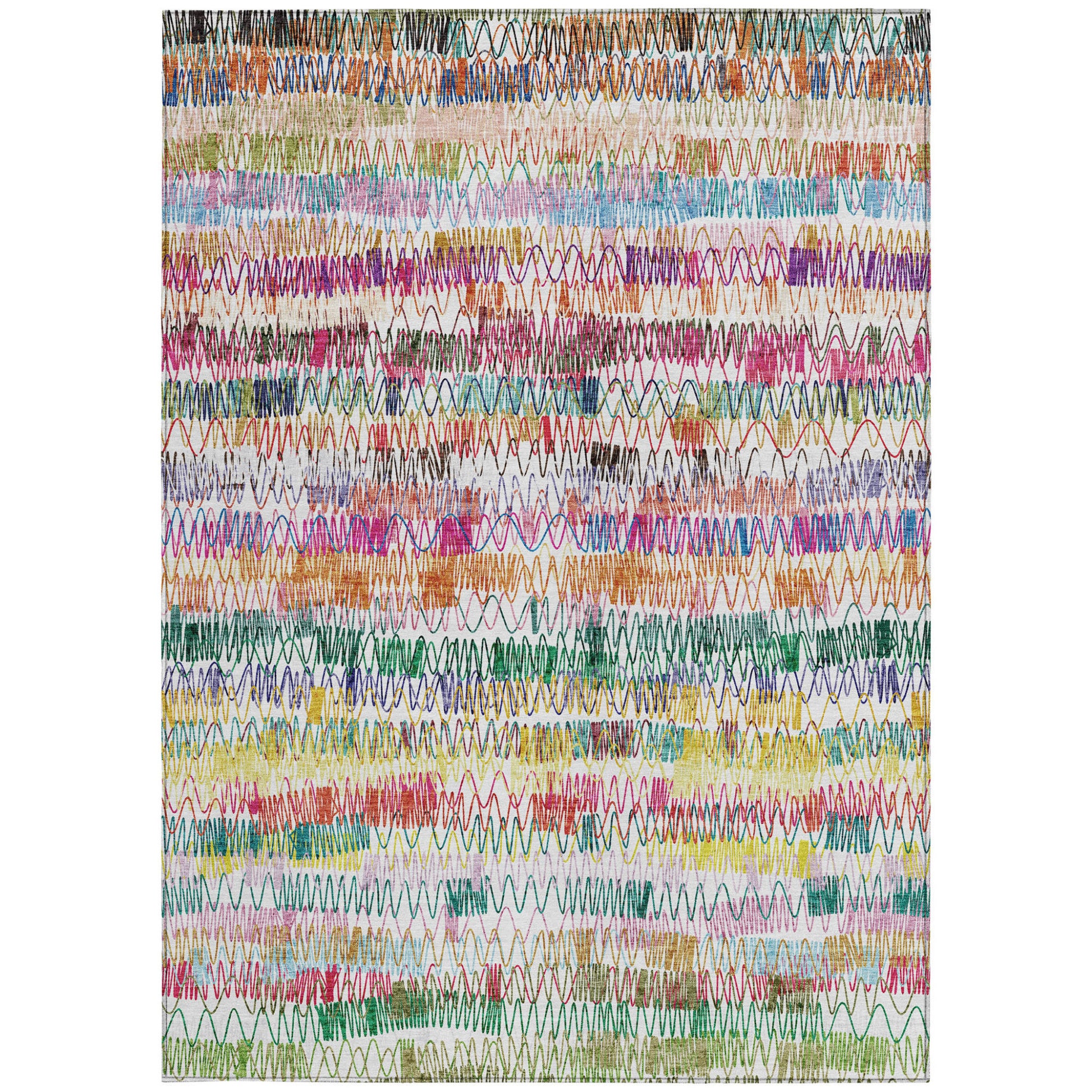 5' X 8' Green Ivory And Purple Striped Washable Indoor Outdoor Area Rug-6