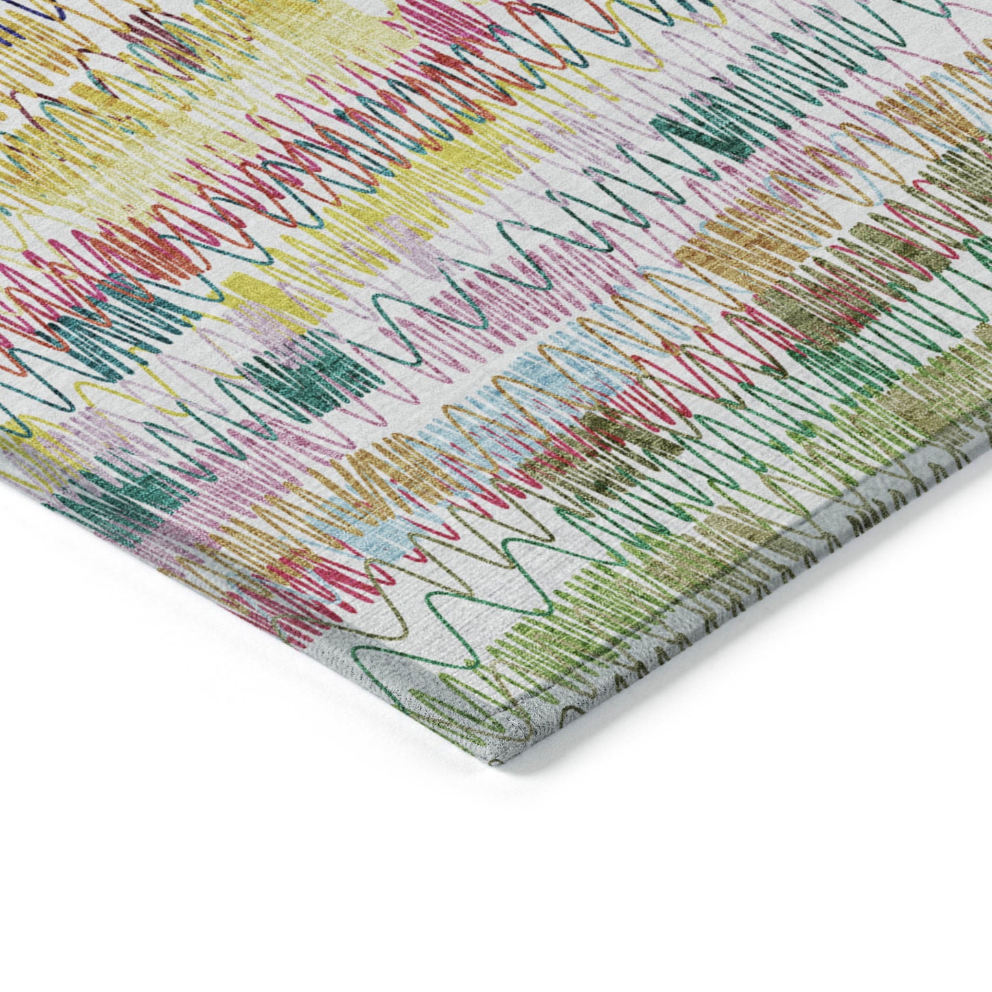 9' X 12' Green Ivory And Purple Striped Washable Indoor Outdoor Area Rug-3