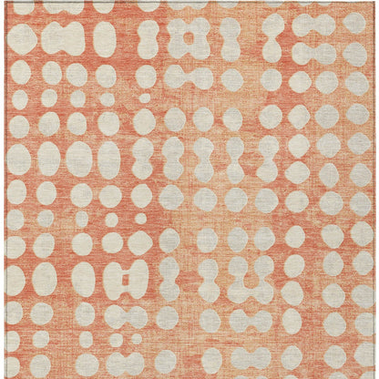 10' X 14' Coral And Ivory Abstract Washable Indoor Outdoor Area Rug-7
