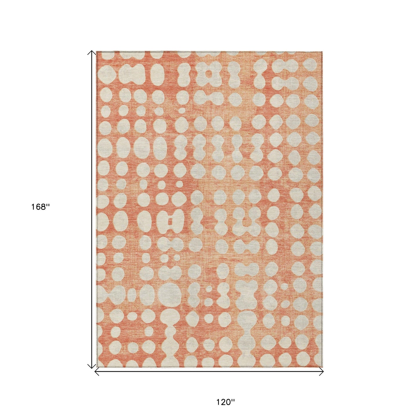 10' X 14' Coral And Ivory Abstract Washable Indoor Outdoor Area Rug-2