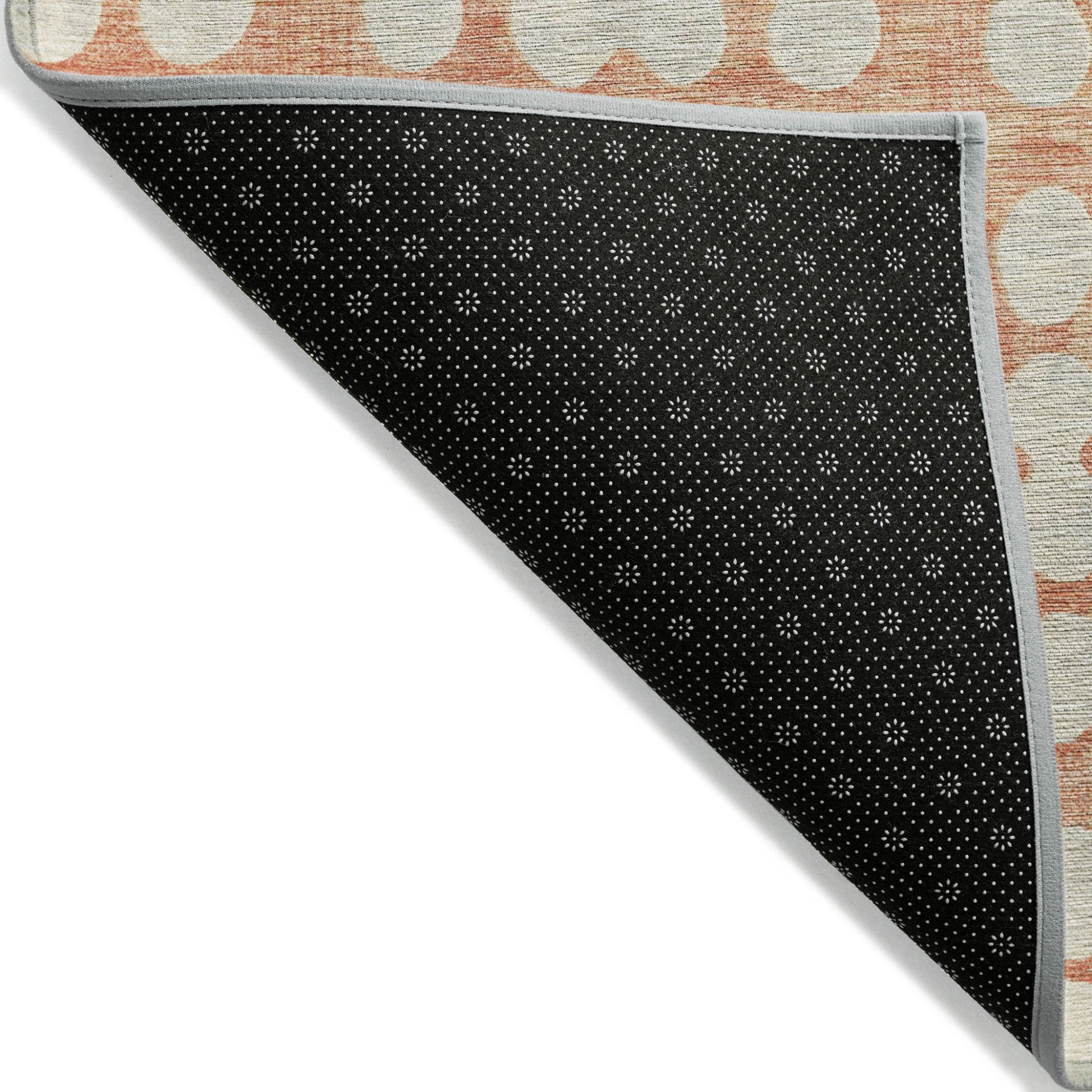 10' X 14' Coral And Ivory Abstract Washable Indoor Outdoor Area Rug-3