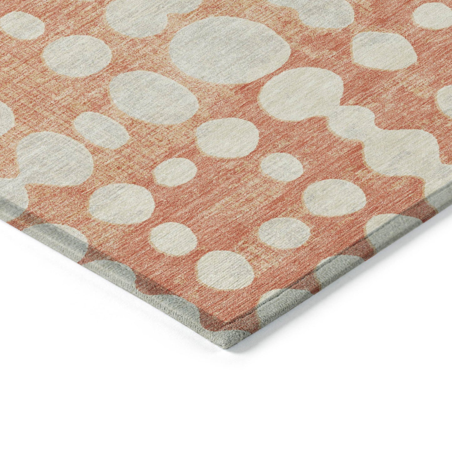 10' X 14' Coral And Ivory Abstract Washable Indoor Outdoor Area Rug-4