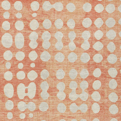 10' X 14' Coral And Ivory Abstract Washable Indoor Outdoor Area Rug-6