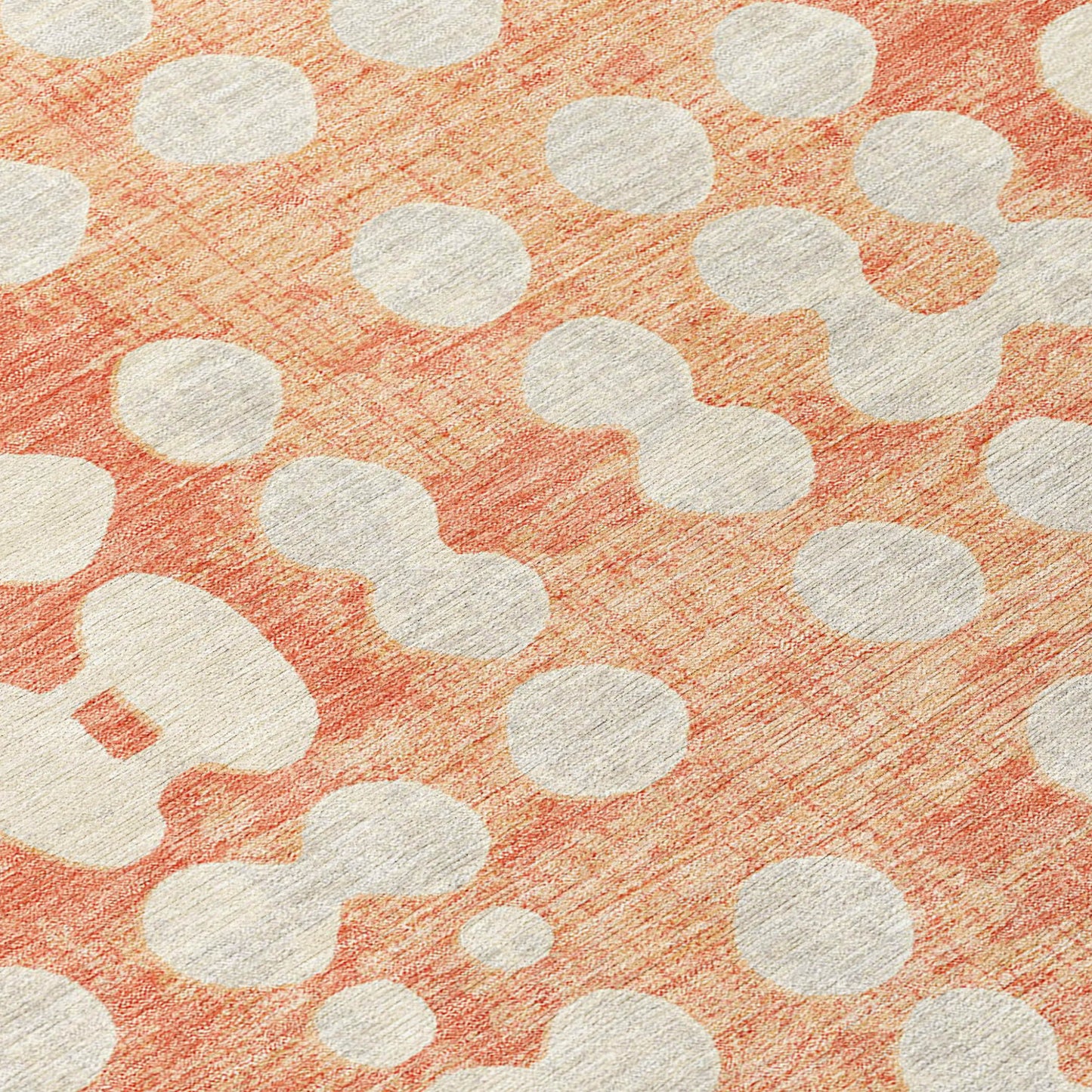 10' X 14' Coral And Ivory Abstract Washable Indoor Outdoor Area Rug-5
