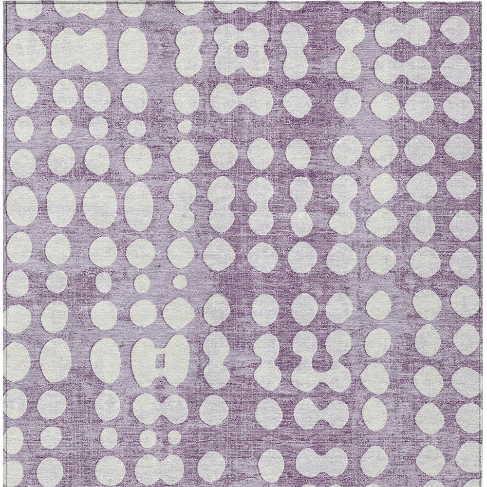 5' X 8' Purple And Ivory Abstract Washable Indoor Outdoor Area Rug-6