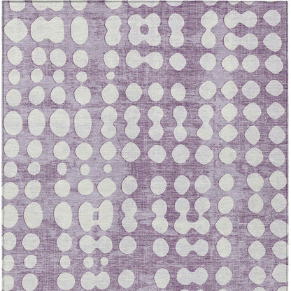5' X 8' Purple And Ivory Abstract Washable Indoor Outdoor Area Rug-6