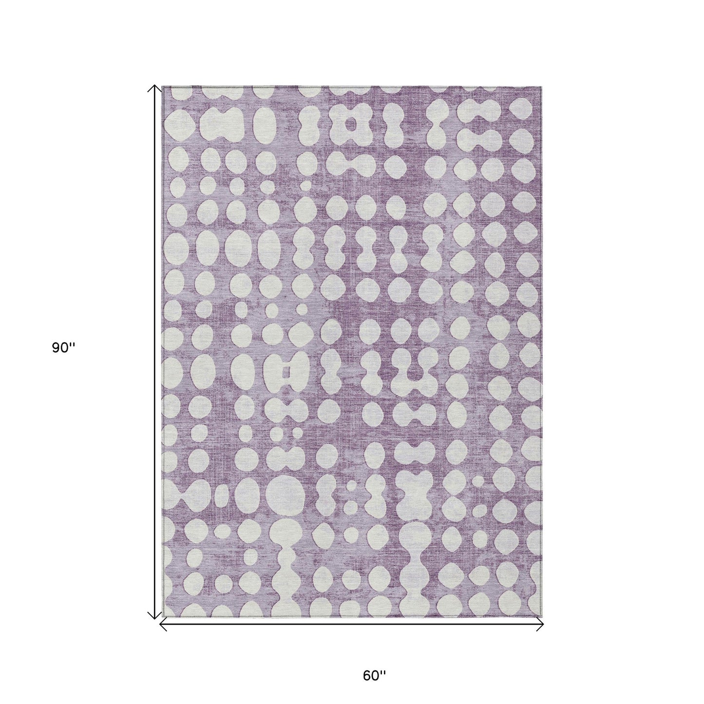 5' X 8' Purple And Ivory Abstract Washable Indoor Outdoor Area Rug-2