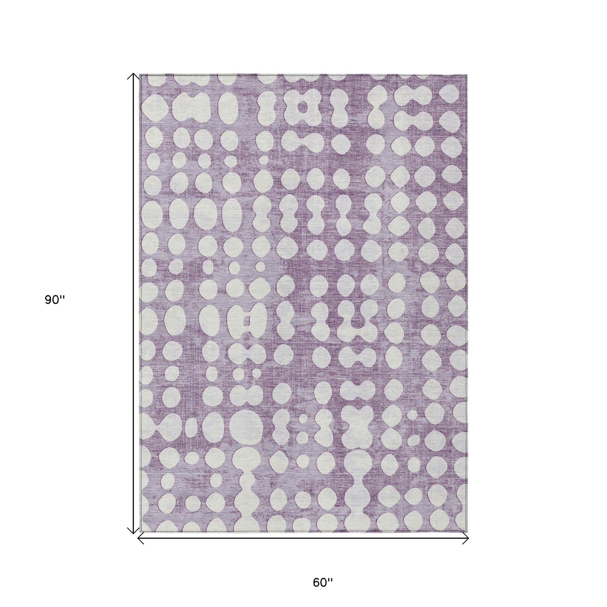 5' X 8' Purple And Ivory Abstract Washable Indoor Outdoor Area Rug-2