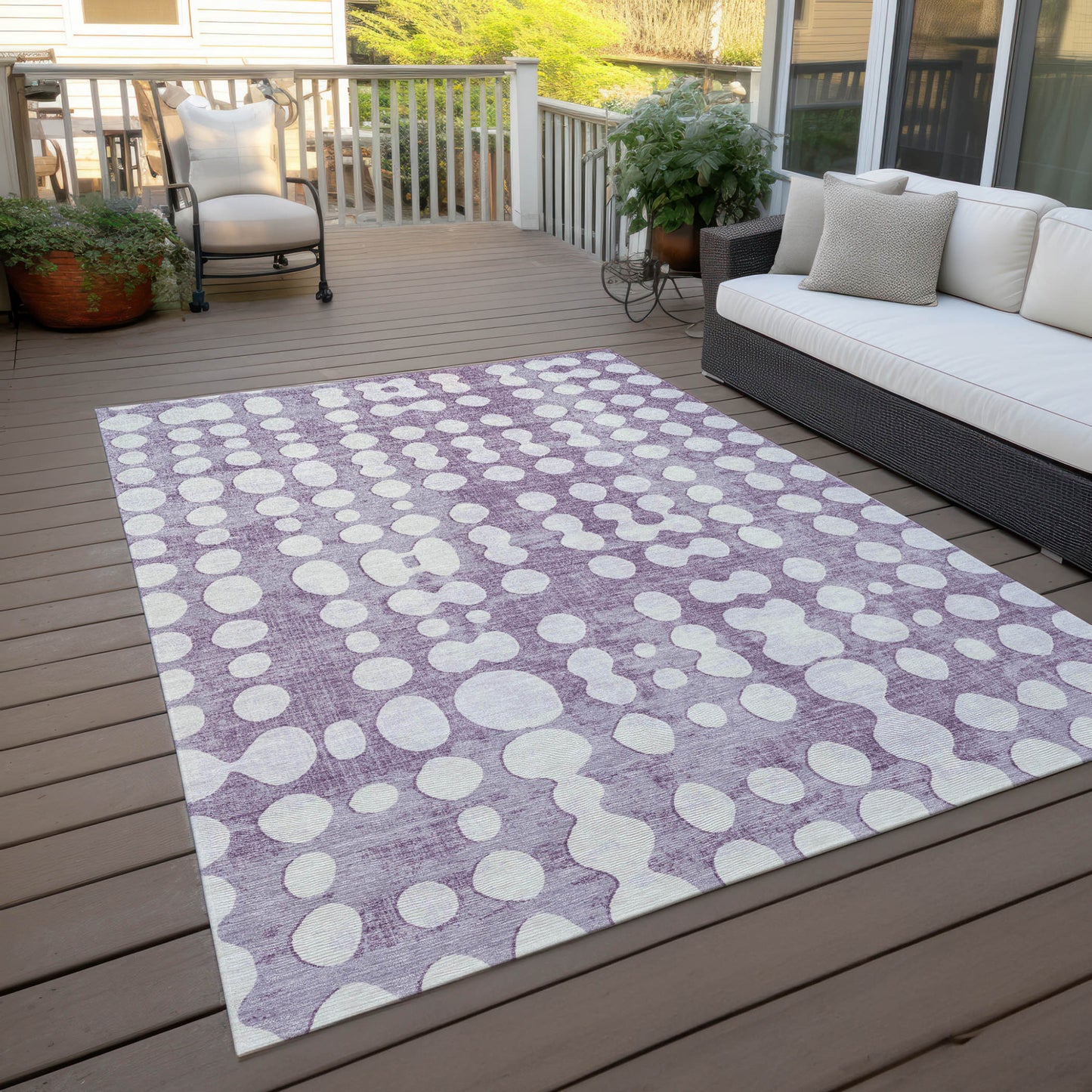 5' X 8' Purple And Ivory Abstract Washable Indoor Outdoor Area Rug-7