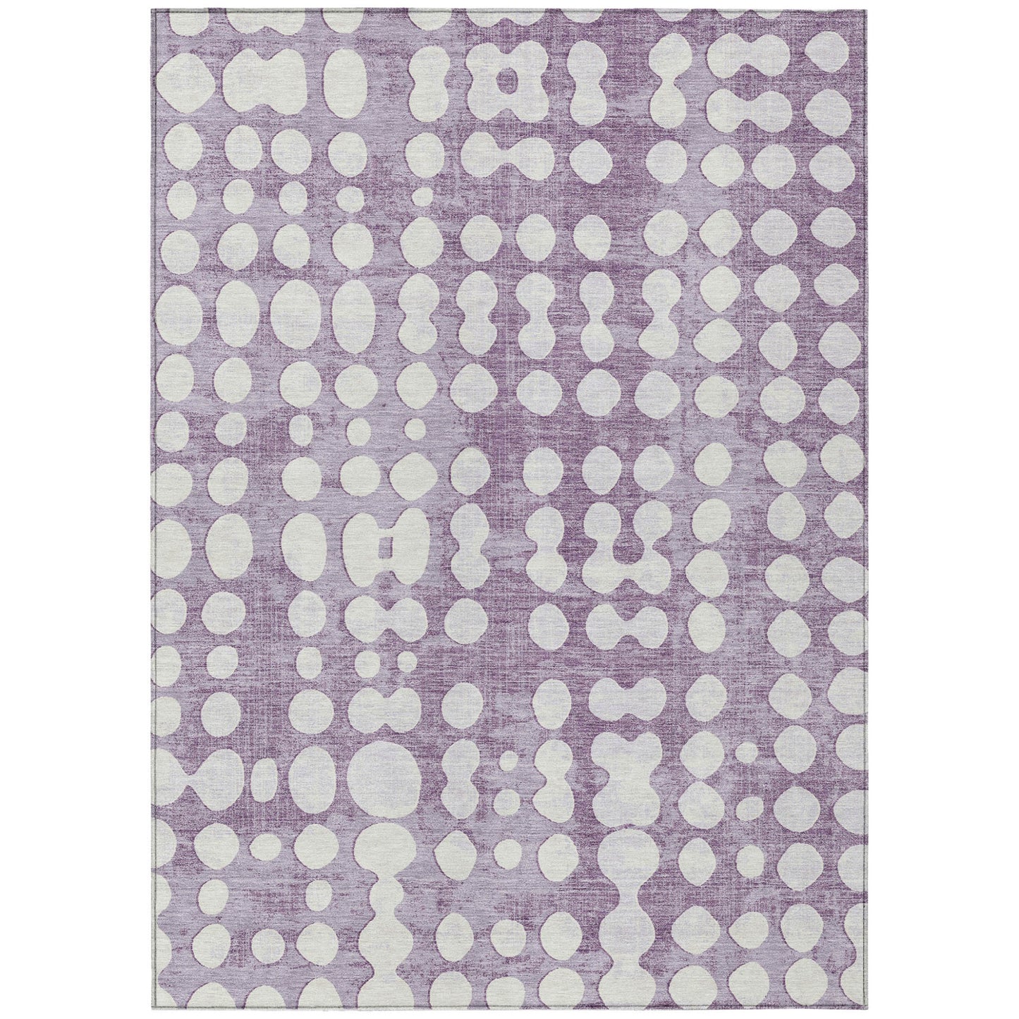 5' X 8' Purple And Ivory Abstract Washable Indoor Outdoor Area Rug-1