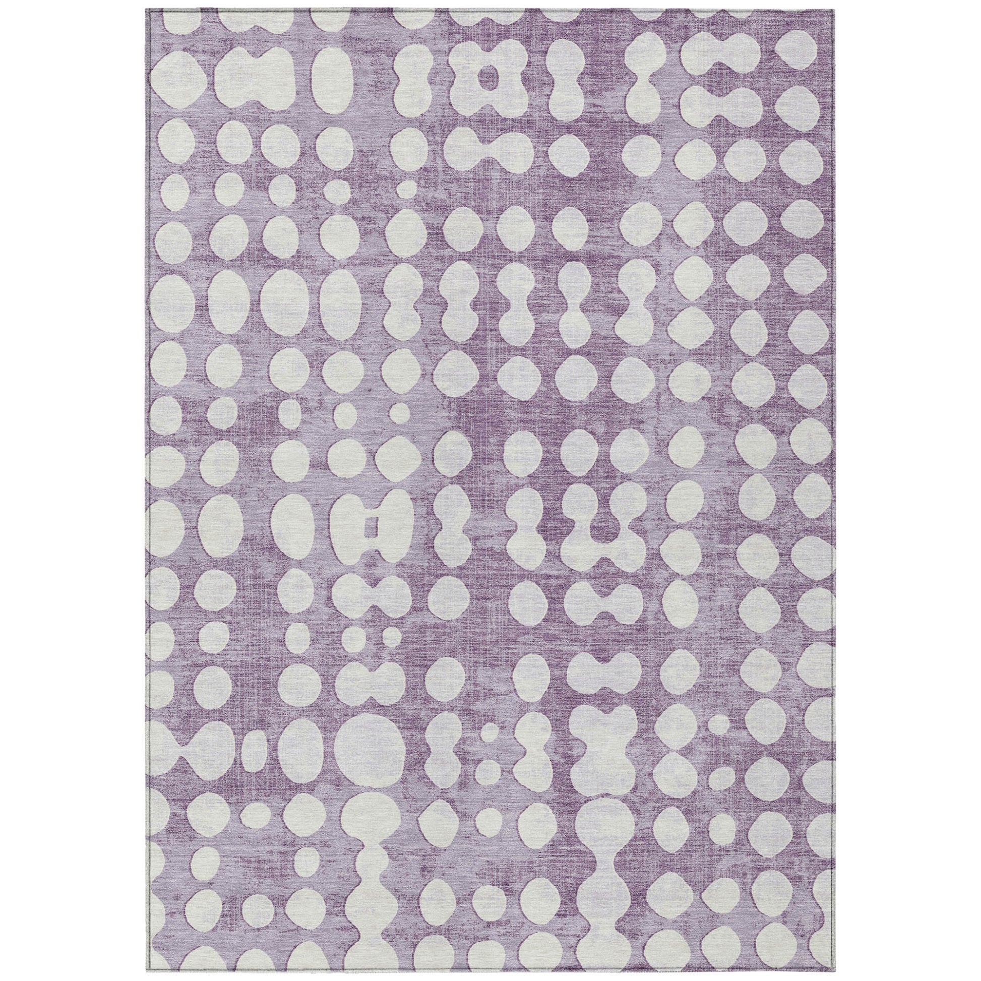 5' X 8' Purple And Ivory Abstract Washable Indoor Outdoor Area Rug-1