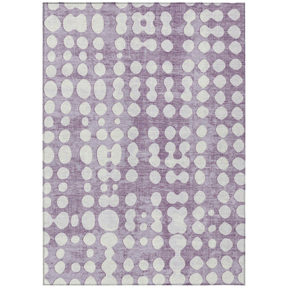 5' X 8' Purple And Ivory Abstract Washable Indoor Outdoor Area Rug-1