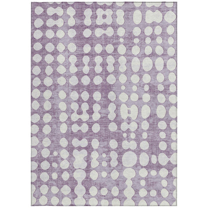 10' X 14' Purple And Ivory Abstract Washable Indoor Outdoor Area Rug-6