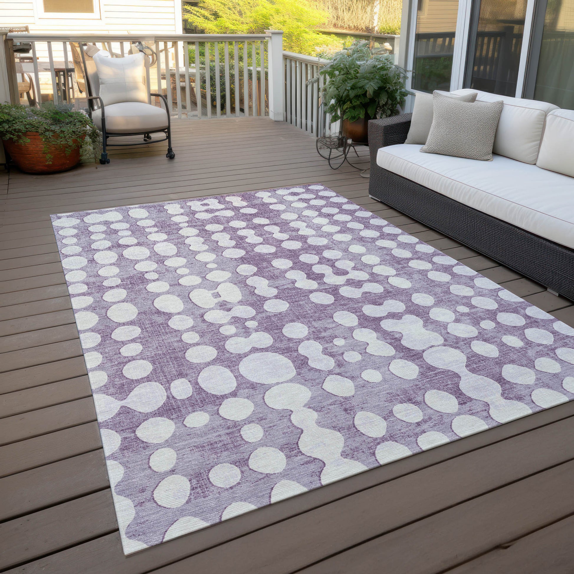 10' X 14' Purple And Ivory Abstract Washable Indoor Outdoor Area Rug-7