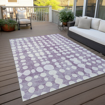 10' X 14' Purple And Ivory Abstract Washable Indoor Outdoor Area Rug-7