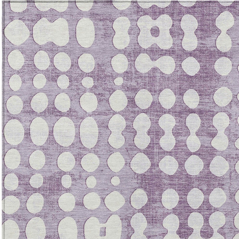 10' X 14' Purple And Ivory Abstract Washable Indoor Outdoor Area Rug-5