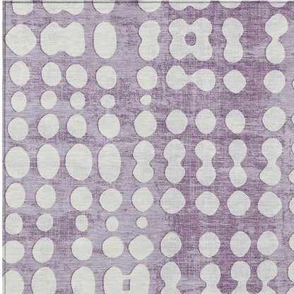 10' X 14' Purple And Ivory Abstract Washable Indoor Outdoor Area Rug-5