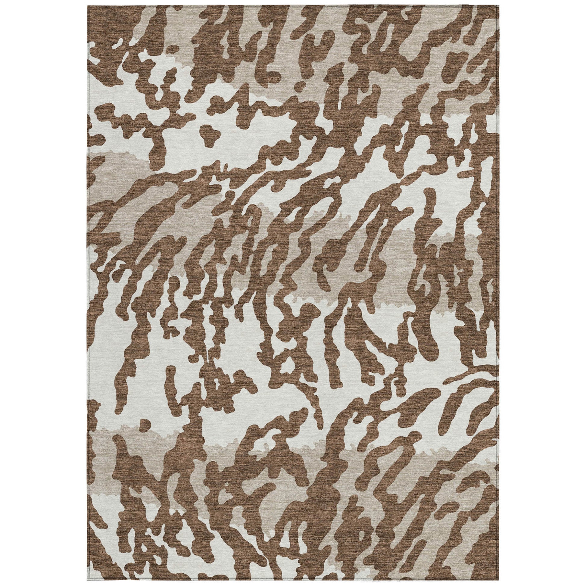 3' X 5' Chocolate Beige And Ivory Animal Print Washable Indoor Outdoor Area Rug-6