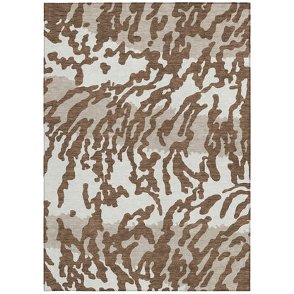 3' X 5' Chocolate Beige And Ivory Animal Print Washable Indoor Outdoor Area Rug-6