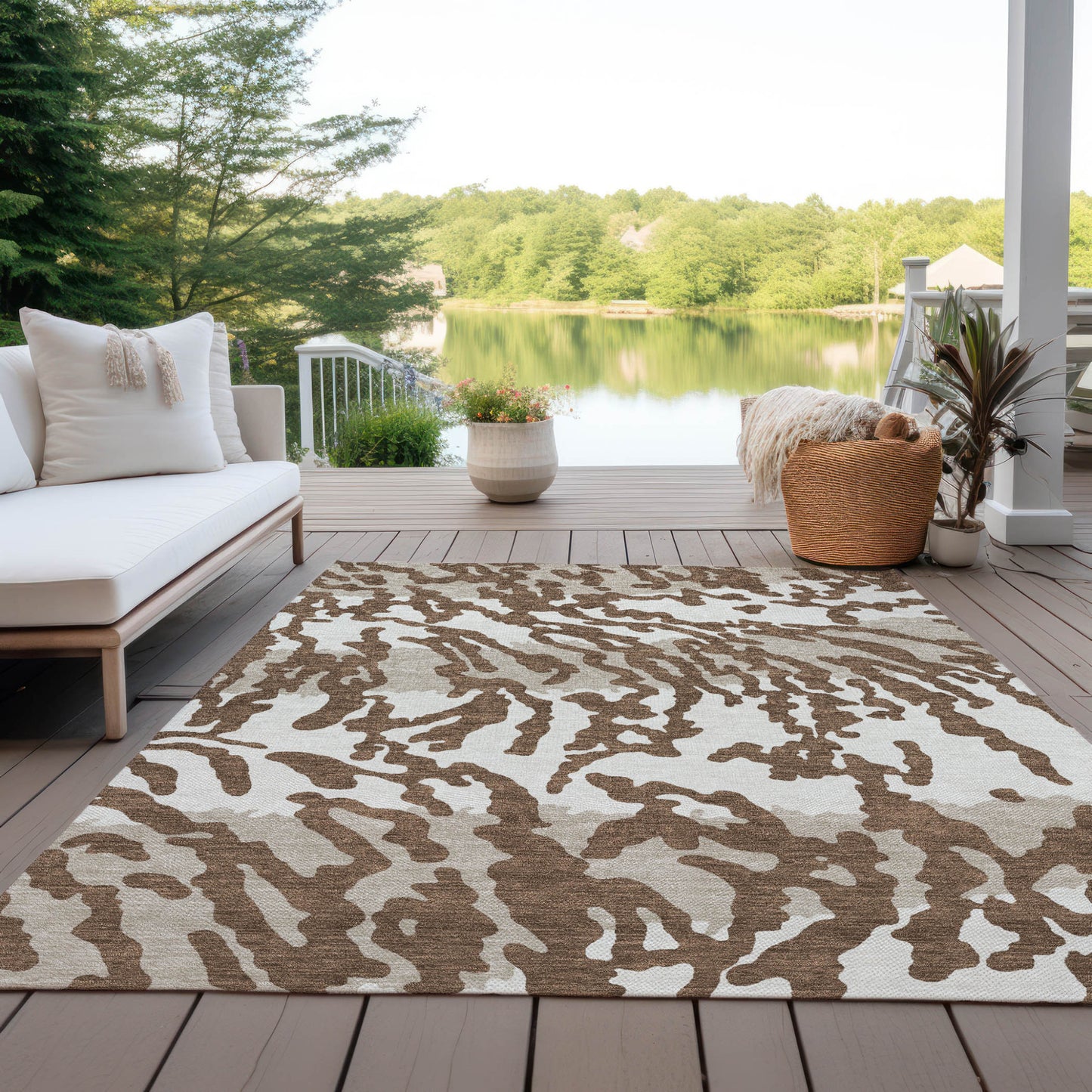 3' X 5' Chocolate Beige And Ivory Animal Print Washable Indoor Outdoor Area Rug-7