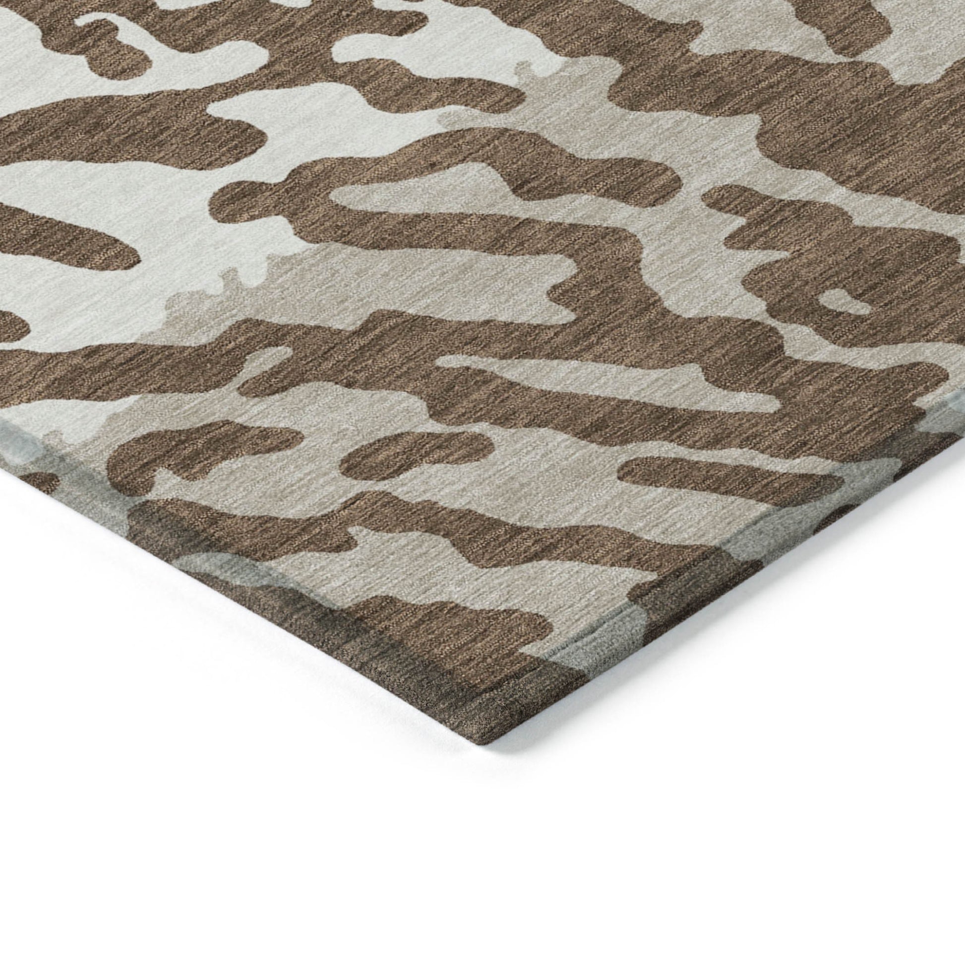 3' X 5' Chocolate Beige And Ivory Animal Print Washable Indoor Outdoor Area Rug-3