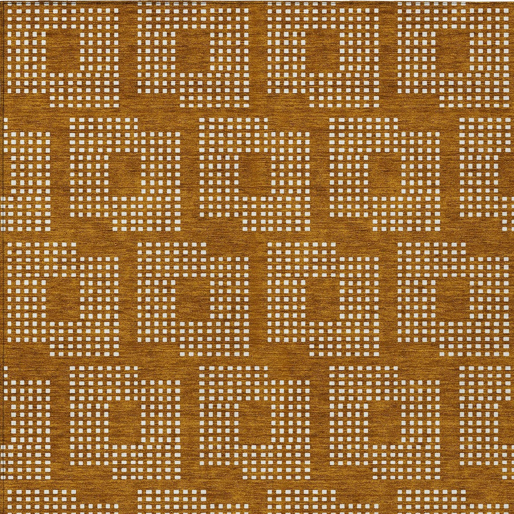 8' X 10' Terra Cotta And Ivory Geometric Washable Indoor Outdoor Area Rug-6