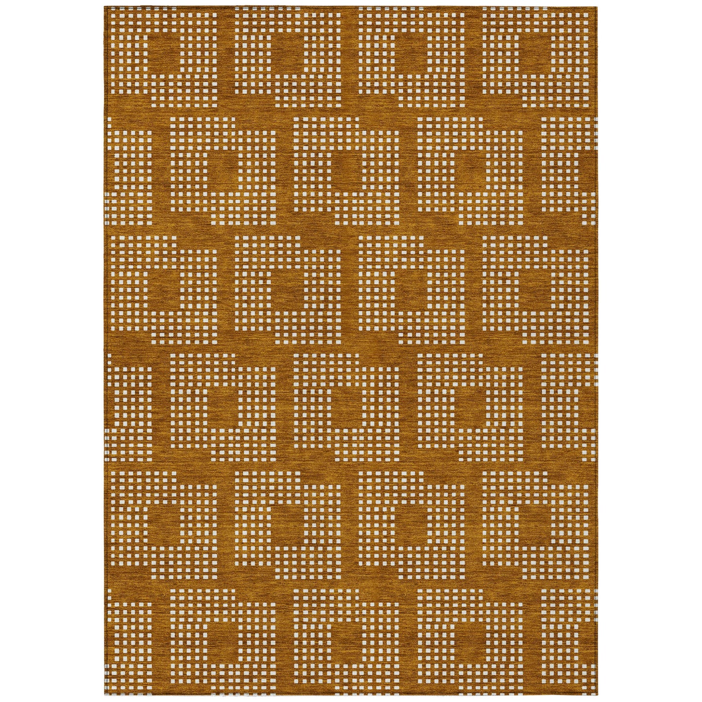 8' X 10' Terra Cotta And Ivory Geometric Washable Indoor Outdoor Area Rug-1