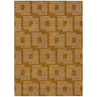 8' X 10' Terra Cotta And Ivory Geometric Washable Indoor Outdoor Area Rug-1