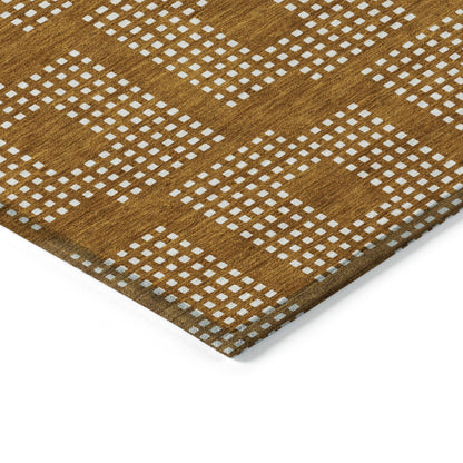 8' X 10' Terra Cotta And Ivory Geometric Washable Indoor Outdoor Area Rug-4