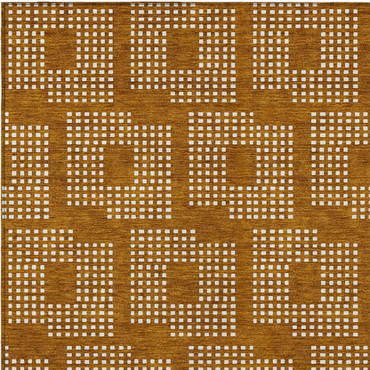 8' X 10' Terra Cotta And Ivory Geometric Washable Indoor Outdoor Area Rug-5