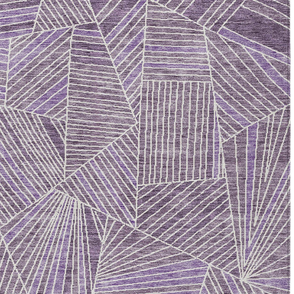 5' X 8' Purple And Ivory Geometric Washable Indoor Outdoor Area Rug-5