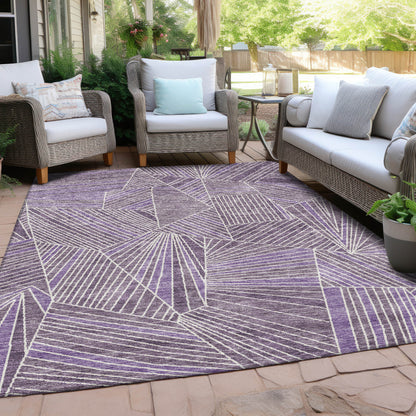 8' X 10' Purple And Ivory Geometric Washable Indoor Outdoor Area Rug-7