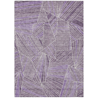8' X 10' Purple And Ivory Geometric Washable Indoor Outdoor Area Rug-1