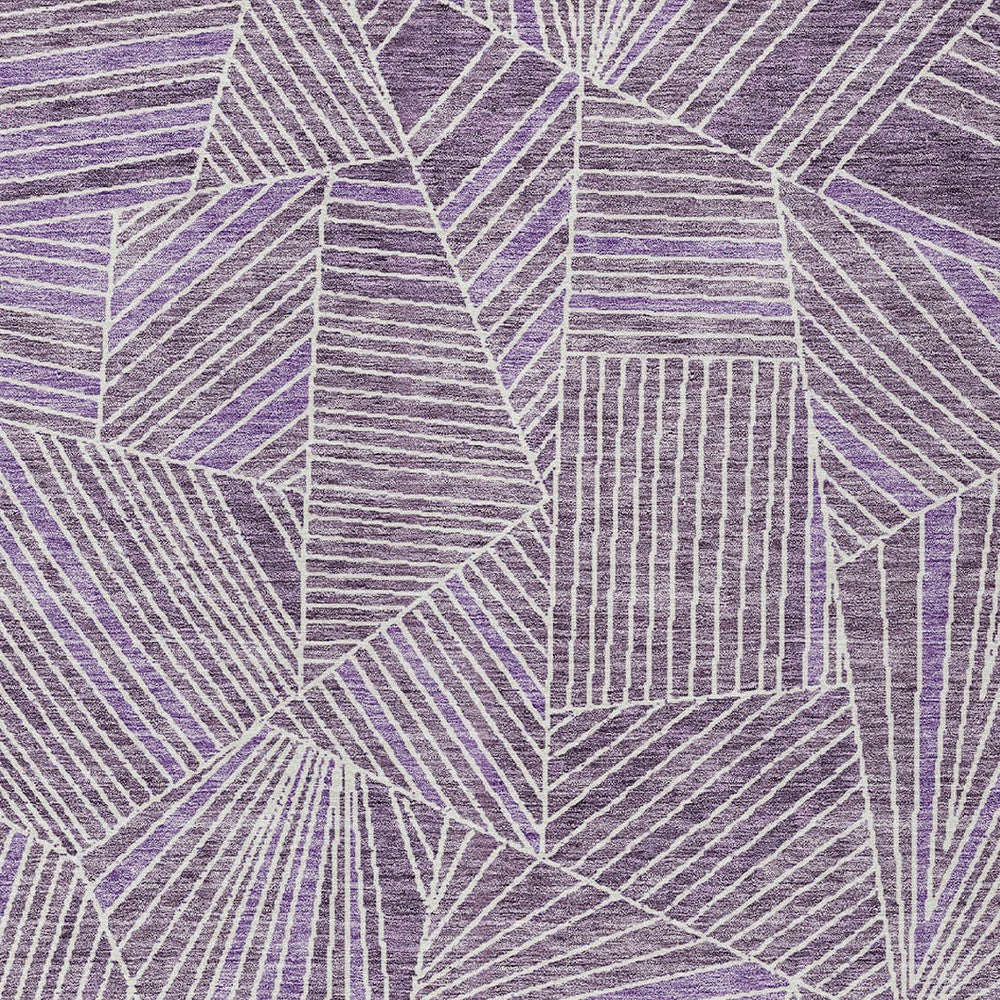 8' X 10' Purple And Ivory Geometric Washable Indoor Outdoor Area Rug-5
