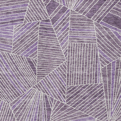 8' X 10' Purple And Ivory Geometric Washable Indoor Outdoor Area Rug-5