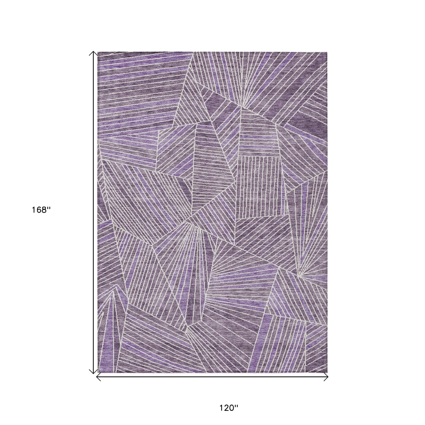 10' X 14' Purple And Ivory Geometric Washable Indoor Outdoor Area Rug-2