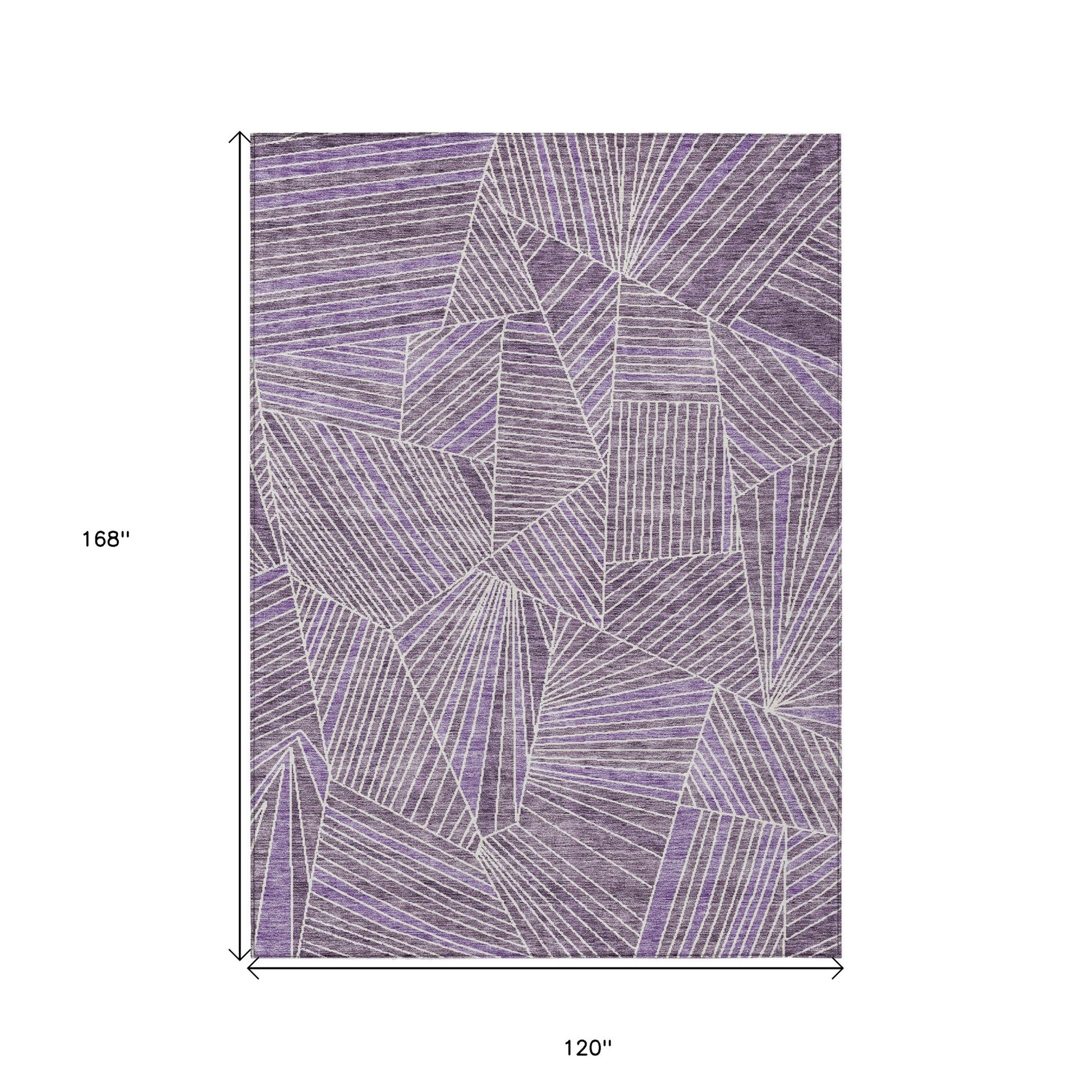 10' X 14' Purple And Ivory Geometric Washable Indoor Outdoor Area Rug-2