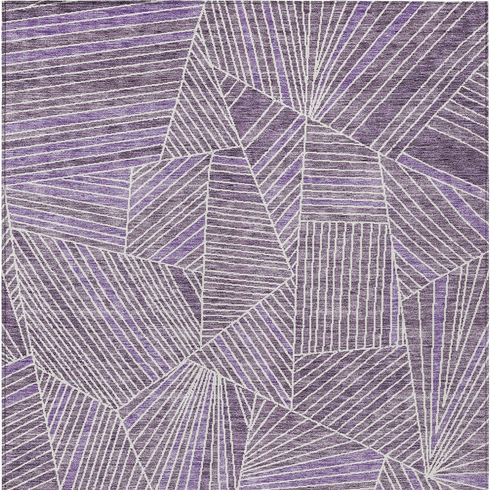 10' X 14' Purple And Ivory Geometric Washable Indoor Outdoor Area Rug-5