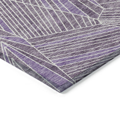 10' X 14' Purple And Ivory Geometric Washable Indoor Outdoor Area Rug-3