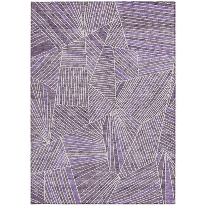 10' X 14' Purple And Ivory Geometric Washable Indoor Outdoor Area Rug-6