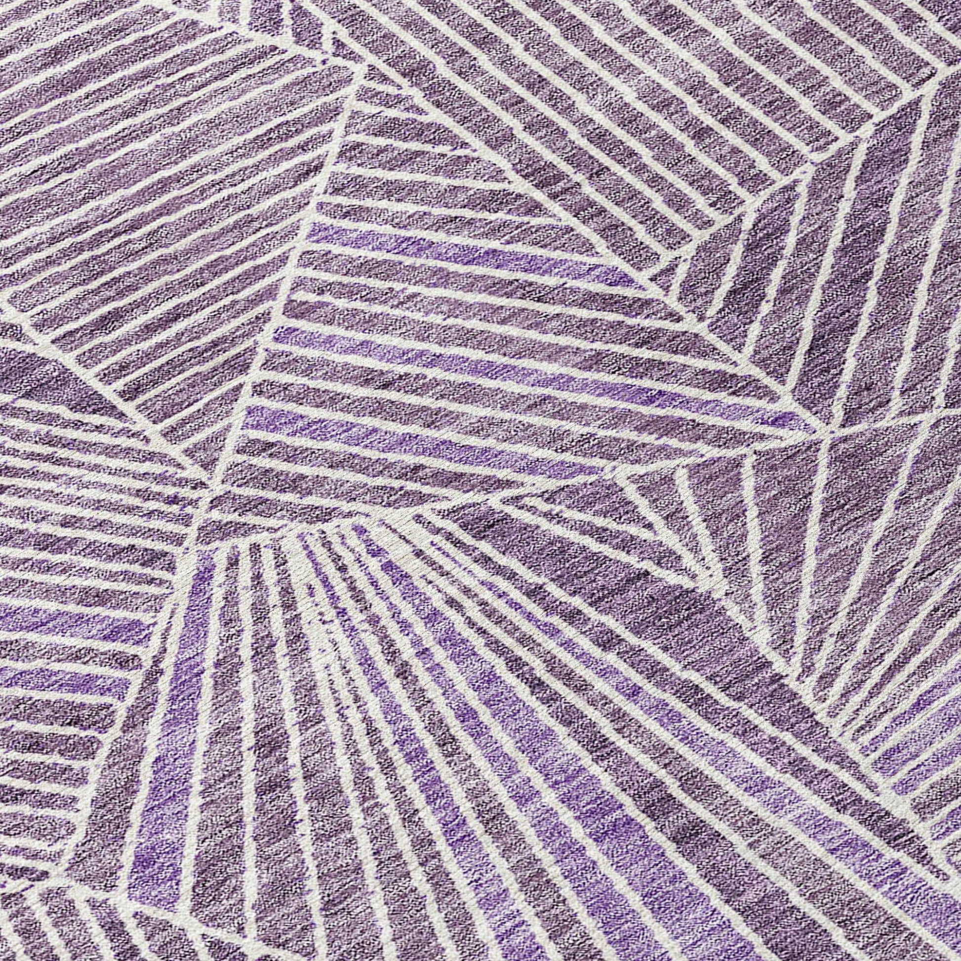 10' X 14' Purple And Ivory Geometric Washable Indoor Outdoor Area Rug-4